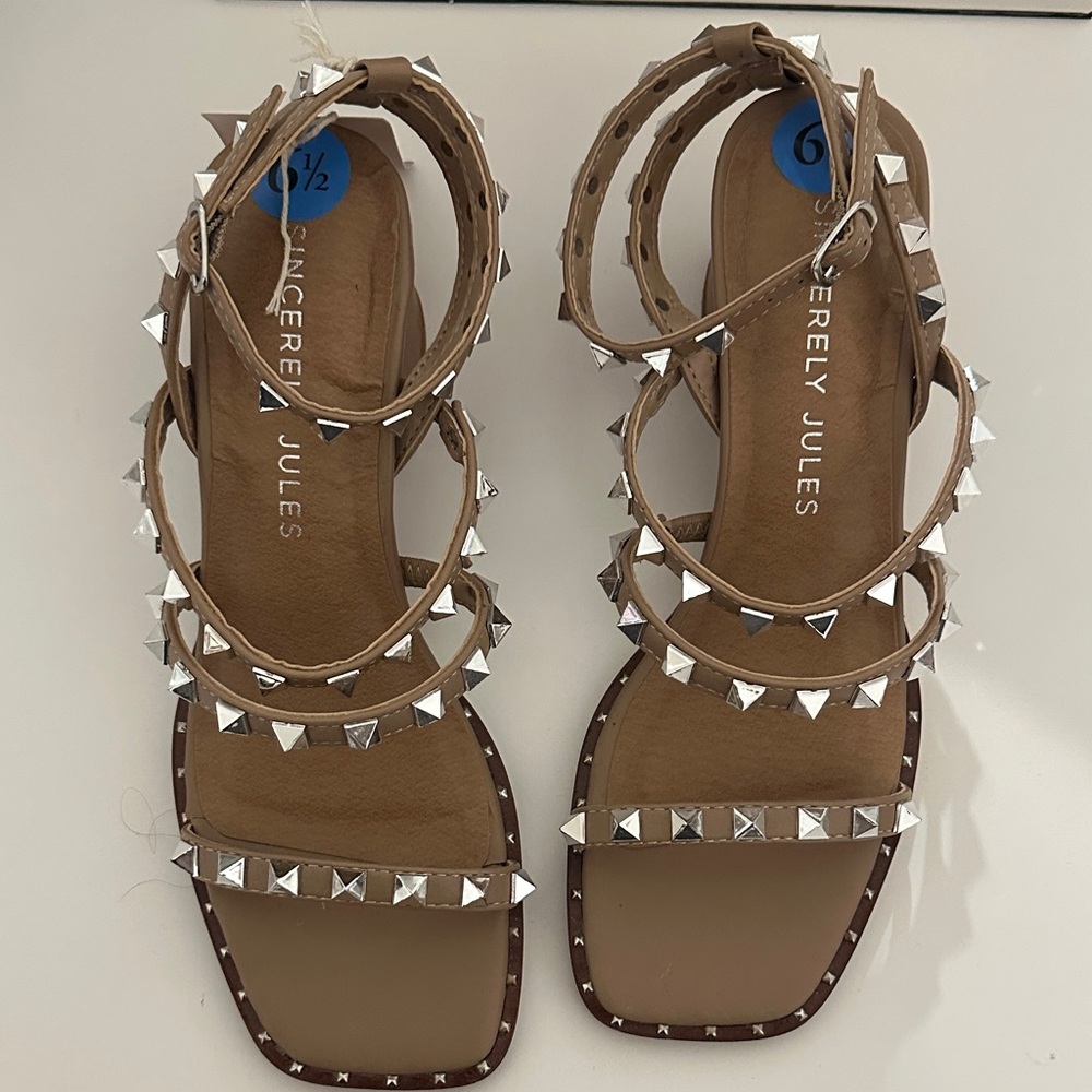Sincerely Jules Tan Studded Sandals